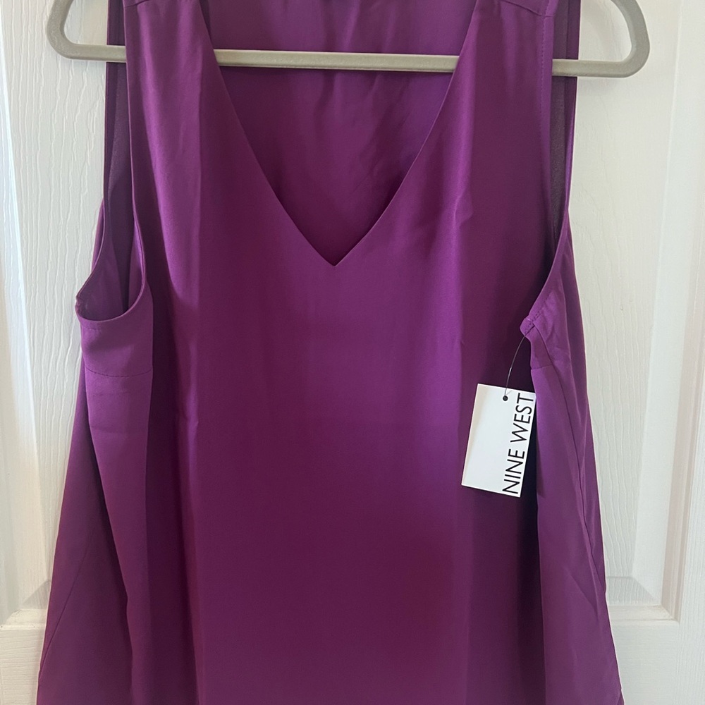 Nine West Deep Purple V-Neck Tank Top